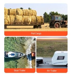 RÖMORK ÇEKME APARATI 2'' ALICI, 2'' DÜŞÜŞLÜ RÖMORK TOPUZU MONTAJI, 3401 KG KAPASİTE, SİYAH