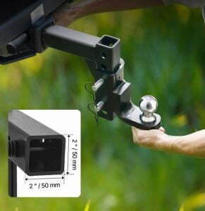 AYARLANABİLİR RÖMORK ÇEKME APARATI 2'' ALICI, 9'' DÜŞÜŞLÜ TOPUZ MONTAJI, 3400 KG KAPASİTE, SİYAH
