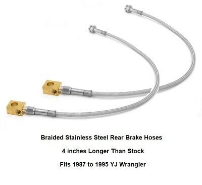 1987-1995 JEEP WRANGLER YJ FREN HORTUMU, PASLANMAZ FREN HORTUM SETİ ARKA 4 İNÇ KADAR YÜKSELTİLMİŞ ARAÇLAR İÇİN