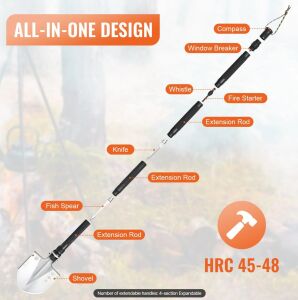 VEVOR 13'ü 1 Arada Katlanabilir Kamp Küreği, KAMP KÜREK