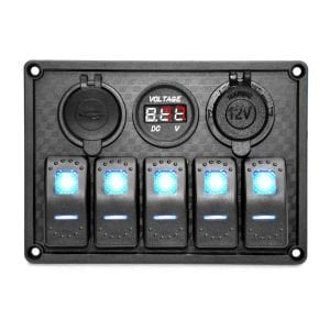 SOKET VE 5'Lİ DÜĞME PANELİ  (5 AÇ-KAPA DÜĞME, 1 ÇİFTLİ USB GİRİŞ, 1 VOLTAJ GÖSTERGE, 1 12V ÇAKMAKLIK)