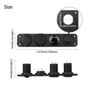 SOKET PANELİ 4'LÜ PANEL (1 AÇ-KAPA DĞME, 1 ÇİFTLİ USB GİRİŞ, 1 VOLTAJ GÖSTERGE, 1 12V ÇAKMAKLIK)