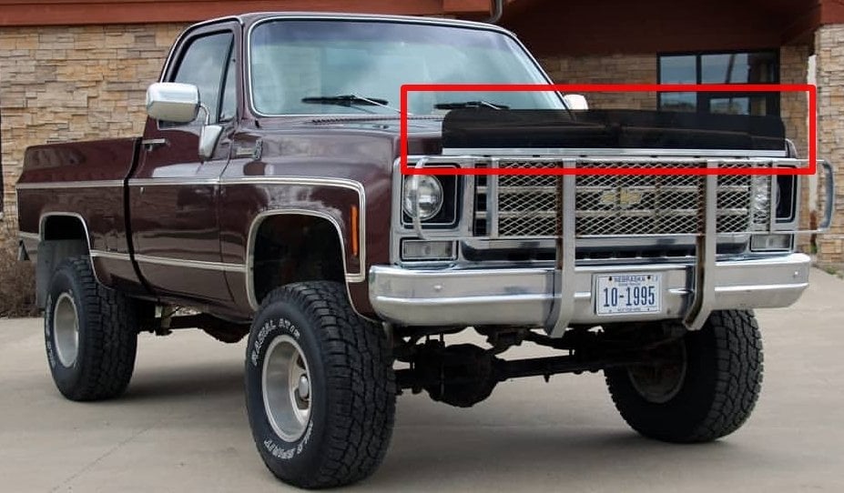 BÖCEK KALKANI | 1961-1991 CHEVROLET GRUBU KAMYONET VE MİNİBUSLER İÇİN UYUMLU - KISA TİP - SİYAH BÖCEK KALKANI