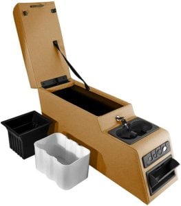 ARA KONSOL, ORTA KONSOL, KOL DAYAMA 1976-1995 JEEP CJ VE WRANGLER KAHVERENGİ PARA VE GÖZLÜK BÖLMELİ