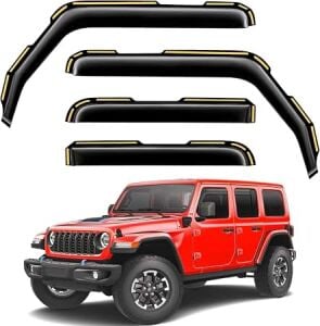 2018-2026 JEEP RUBICON JL 4 KAPI CAM RÜZGARLIK SETİ WEATHERTECH MARKA SİYAH