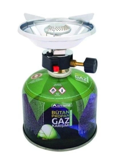 ORCAMP ÇAKMAKLI RÜZGARLIKLI KAMP OCAK 230 GRAM TÜPLÜ SET