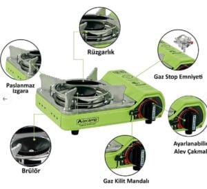 ORCAMP TEKLİ MİNİ PORTATİF OCAK, YEŞİL