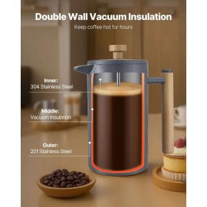 SİYAH PASLANMAZ ÇELİK FRENCH PRESS KAHVE MAKİNESİ - 34OZ