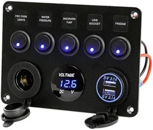 SOKET VE 5'Lİ DÜĞME PANELİ (5 AÇ-KAPA DÜĞME, 1 ÇİFTLİ USB GİRİŞ, 1 VOLTAJ GÖSTERGE, 1 12V ÇAKMAKLIK)