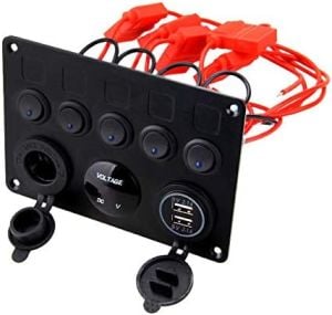 SOKET VE 5'Lİ DÜĞME PANELİ (5 AÇ-KAPA DÜĞME, 1 ÇİFTLİ USB GİRİŞ, 1 VOLTAJ GÖSTERGE, 1 12V ÇAKMAKLIK)