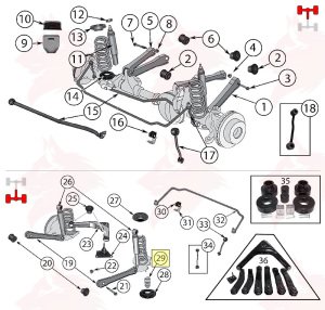 1999-2004 JEEP GRAND CHEROKEE WJ DİFERANSİYEL YASLANMA TAKOZU ARKA ALT