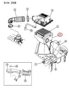 1993-1998 JEEP GRAND CHEROKEE ZJ HAVA FİLTRESİ ALT KUTUSU, HAVA FİLTRESİ YUVASI