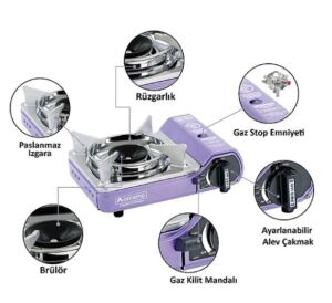 ORCAMP TEKLİ MİNİ PORTATİF OCAK MOR