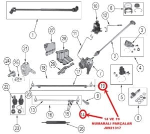 1941-1986 JEEP CJ SERİ VE WİLLYS SOL KISA ROTBAŞI, CJ ROTBAŞI, WILLYS ROTBAŞI, (1 ADET)
