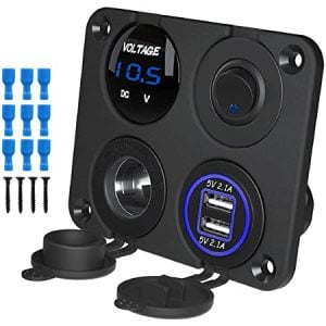 SOKET PANELİ 4'LÜ PANEL (1 AÇ-KAPA DĞME, 1 ÇİFTLİ USB GİRİŞ, 1 VOLTAJ GÖSTERGE, 1 12V ÇAKMAKLIK)